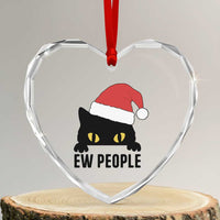 Funny Cat Christmas Heart Crystal Glass Ornament Ew People Anti Social Grumpy Cat Xmas - Wonder Print Shop