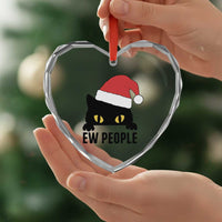 Funny Cat Christmas Heart Crystal Glass Ornament Ew People Anti Social Grumpy Cat Xmas - Wonder Print Shop