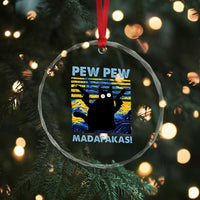 Funny Cat Crystal Glass Ornament Pew Pew Madafakas Retro Vintage Starry Night TS02