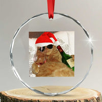 Funny Cat Drinking Wine Christmas Crystal Glass Ornament TS14
