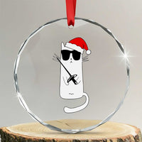 Funny Cat Fencing Christmas Crystal Glass Ornament Cute Kitty Lover TS14
