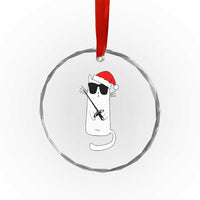 Funny Cat Fencing Christmas Crystal Glass Ornament Cute Kitty Lover TS14