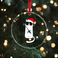 Funny Cat Fencing Christmas Crystal Glass Ornament Cute Kitty Lover - Wonder Print Shop