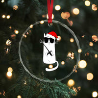 Funny Cat Fencing Christmas Crystal Glass Ornament Cute Kitty Lover TS14