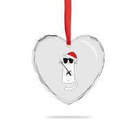 Funny Cat Fencing Christmas Heart Crystal Glass Ornament Cute Kitty Lover - Wonder Print Shop