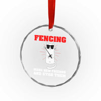 Funny Cat Fencing Crystal Glass Ornament Make Me New Friends And Stab Them TS14