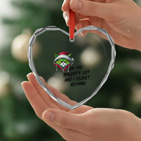 Funny Cat Green Christmas Heart Crystal Glass Ornament On The Naughty List And I Regret Nothing - Wonder Print Shop