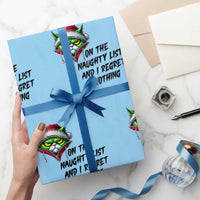 Funny Cat Green Christmas Wrapping Paper Roll On The Naughty List And I Regret Nothing - Wonder Print Shop