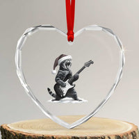 Funny Cat Guitar Heart Crystal Glass Ornament Rock and Roll Christmas - Wonder Print Shop