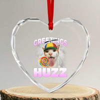 Funny Cat Meme Heart Crystal Glass Ornament Greetings Huzz - Wonder Print Shop