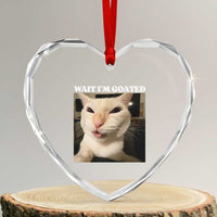 Funny Cat Meme Lover Heart Crystal Glass Ornament