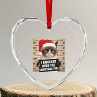 Funny Cat Mugshot Christmas Heart Crystal Glass Ornament I Will Protect You Kitten No Matter What - Wonder Print Shop