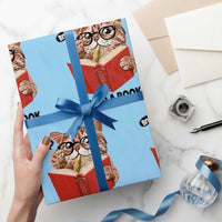 Funny Cat Reading Wrapping Paper Roll Book Lover - Wonder Print Shop