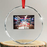 Funny Cats Bowling Battle Crystal Glass Ornament Gift For Cat Lovers TS12