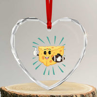 Funny Cheese Head Football Player Sports Gift Idea Heart Crystal Glass Ornament - Wonder Print Shop