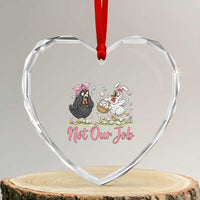Funny Chicken Bunny Ears Heart Crystal Glass Ornament Not Our Job Easter Gift