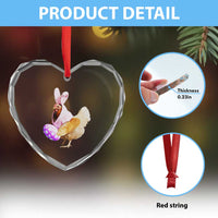 Funny Chicken Bunny Heart Crystal Glass Ornament Happy Easter Eggs Farm - Wonder Print Shop