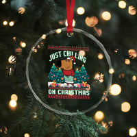 Funny Chillin Guy Just Chilling On Christmas Viral Meme Crystal Glass Ornament TS09