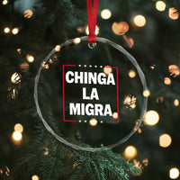 Funny Chinga La Migra Crystal Glass Ornament Star Stripes - Wonder Print Shop