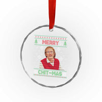 Funny Chit Christmas Merry Chit-Mas Crystal Glass Ornament Retro Holiday Humor - Wonder Print Shop