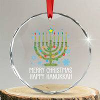 Funny Chrismukkah Crystal Glass Ornament Merry Xmas Happy Hanukkah Xmas Tree Jewish Menorah TS11
