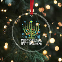 Funny Chrismukkah Crystal Glass Ornament Merry Xmas Happy Hanukkah Xmas Tree Jewish Menorah TS11