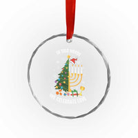 Funny Chrismukkah Hanukkah Xmas Crystal Glass Ornament In This House We Celebrate Love Xmas Tree Menorah TS11