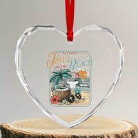 Funny Christian Beach Gift Heart Crystal Glass Ornament All I Need Is Jesus And The Beach