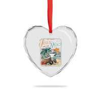 Funny Christian Beach Gift Heart Crystal Glass Ornament All I Need Is Jesus And The Beach