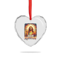 Funny Christian Easter He Is Rizzin Heart Crystal Glass Ornament Trendy Jesus Humor with Sunglasses Faith Based Meme Gift