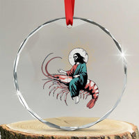 Funny Christian Prawn Crystal Glass Ornament Retro Jesus Riding A Shrimp Meme - Wonder Print Shop