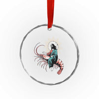 Funny Christian Prawn Crystal Glass Ornament Retro Jesus Riding A Shrimp Meme - Wonder Print Shop