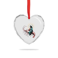 Funny Christian Prawn Heart Crystal Glass Ornament Retro Jesus Riding A Shrimp Meme - Wonder Print Shop