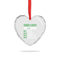 Funny Christian St Patrick's Day Heart Crystal Glass Ornament Good Luck Mean Living Under Christ's Kindness - Wonder Print Shop