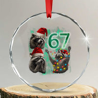 Funny Christmas 67 Meme Racoon Crystal Glass Ornament Howling at The Moon - Wonder Print Shop