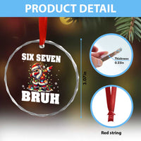 Funny Christmas 67 Six Seven Bruh Crystal Glass Ornament Dabbing Santa - Wonder Print Shop