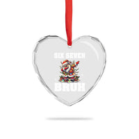 Funny Christmas 67 Six Seven Bruh Heart Crystal Glass Ornament Dabbing Santa - Wonder Print Shop