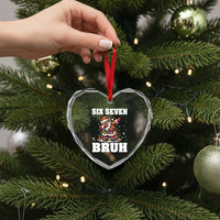 Funny Christmas 67 Six Seven Bruh Heart Crystal Glass Ornament Dabbing Santa - Wonder Print Shop