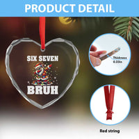 Funny Christmas 67 Six Seven Bruh Heart Crystal Glass Ornament Dabbing Santa - Wonder Print Shop