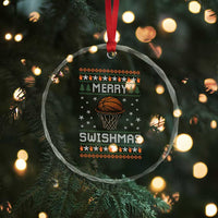 Funny Christmas Basketball Crystal Glass Ornament Merry Swishmas Ugly Xmas Swish Technique TS11