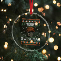 Funny Christmas Basketball Crystal Glass Ornament Merry Swishmas Ugly Xmas Swish Technique - Wonder Print Shop
