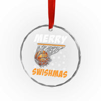 Funny Christmas Basketball Crystal Glass Ornament Merry Swishmas Xmas Swish Technique - Wonder Print Shop