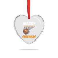 Funny Christmas Basketball Heart Crystal Glass Ornament Merry Swishmas Xmas Swish Technique - Wonder Print Shop