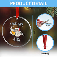 Funny Christmas Beers Couple Crystal Glass Ornament I Love Your Jugs Santa Beers Drinker TS11