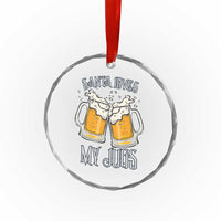 Funny Christmas Beers Couple Crystal Glass Ornament Santa Loves My Jugs Beers Drinker - Wonder Print Shop