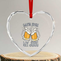 Funny Christmas Beers Couple Heart Crystal Glass Ornament Santa Loves My Jugs Beers Drinker - Wonder Print Shop