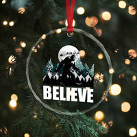 Funny Christmas Bigfoot Crystal Glass Ornament Believe Santa Sasquatch Snow - Wonder Print Shop