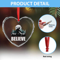 Funny Christmas Bigfoot Heart Crystal Glass Ornament Believe Santa Sasquatch Snow - Wonder Print Shop