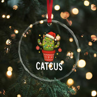 Funny Christmas Catcus Crystal Glass Ornament Succulent Lover Gift TS12