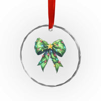 Funny Christmas Coquette Crystal Glass Ornament Green Xmas Tree Bow TS11